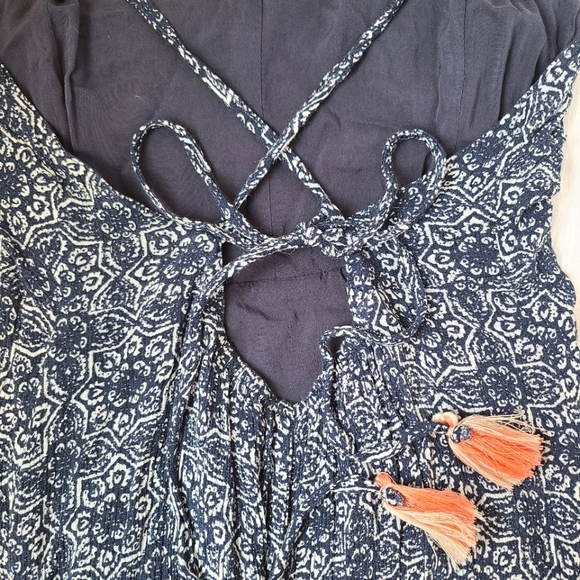 Hem & Thread Blue Boho Strappy Tassel Maxi Dress - Picture 4 of 6